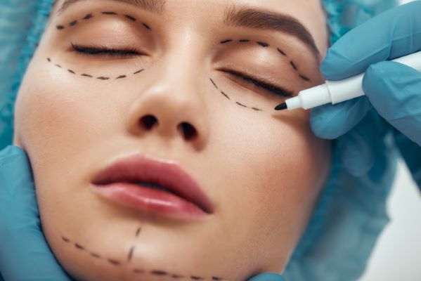 Plastic surgery; Close-up of a patient about to undergo surgery.