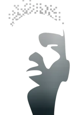 Silueta estilizada de un perfil masculino con cabello regenerándose, simbolizando el éxito del injerto capilar