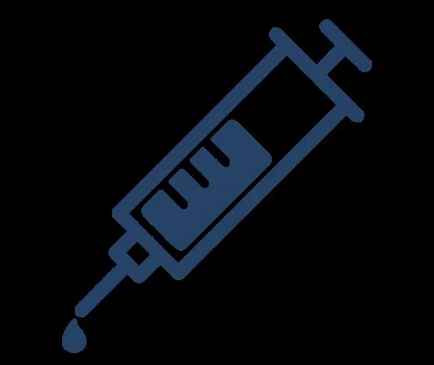 Icono de una jeringa llena con el suero de plasma rico en plaquetas listo para la aplicación en el paciente